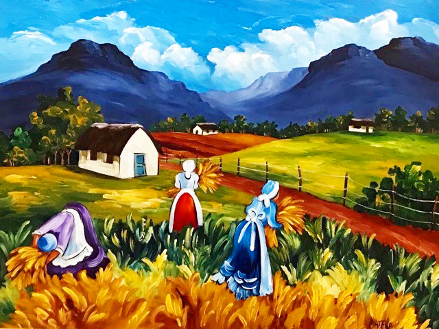 DE192 Wall décor art photographic oil on canvas colourful farm landscape harvest